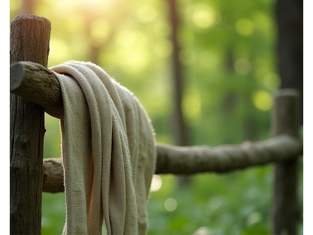 Sustainable yoga strap against a scenic backdrop