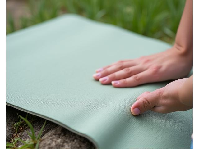 Extra-thick comfort yoga mat in natural tone, ideal for joint protection against hard outdoor surfaces.